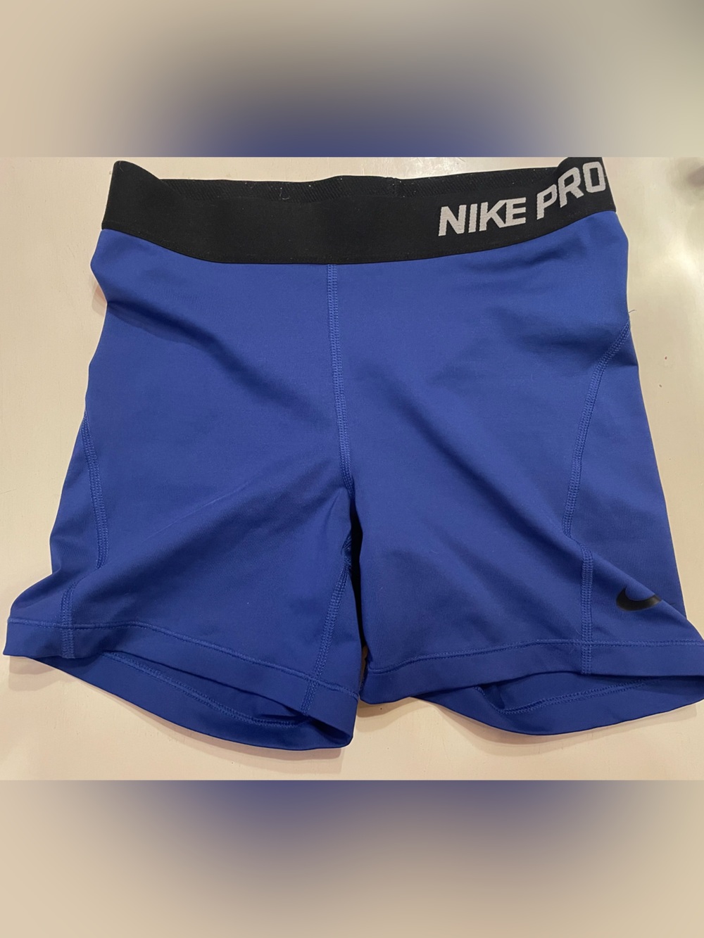 Nike Pro Royal Blue Athletic Shorts with Black Waistband